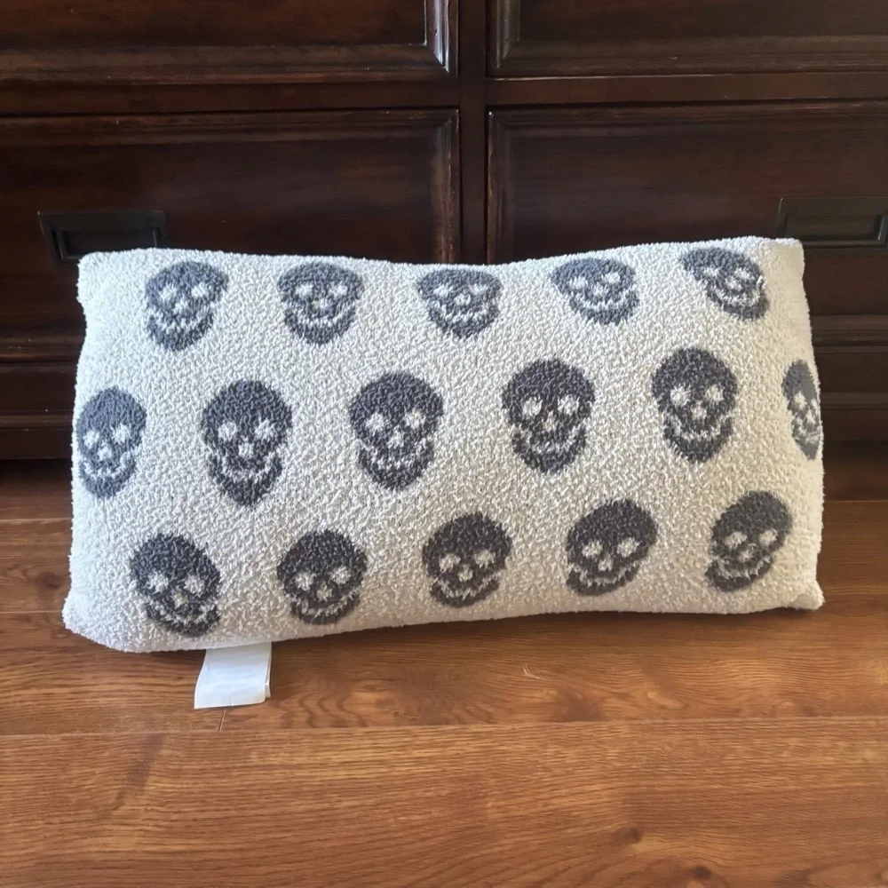 Gray Skull halloween Reversible Pattern Pillow soft texture
